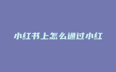 小红书上怎么通过小红书好