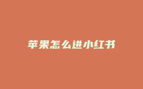 苹果怎么进小红书