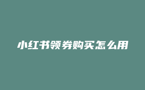 小红书领券购买怎么用微信