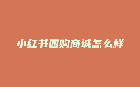 小红书团购商城怎么样的