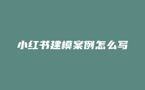 小红书建模案例怎么写