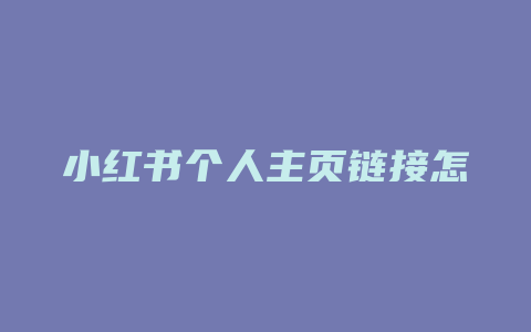 小红书个人主页链接怎么发