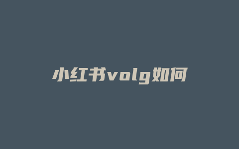 小红书volg如何