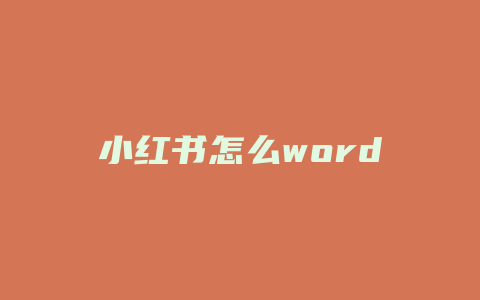 小红书怎么word