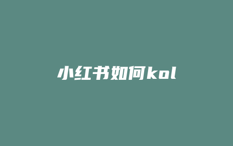 小红书如何kol