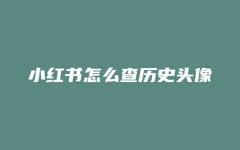 小红书怎么查历史头像图片