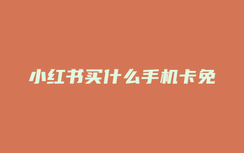 小红书买什么手机卡免流量