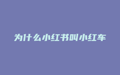 为什么小红书叫小红车